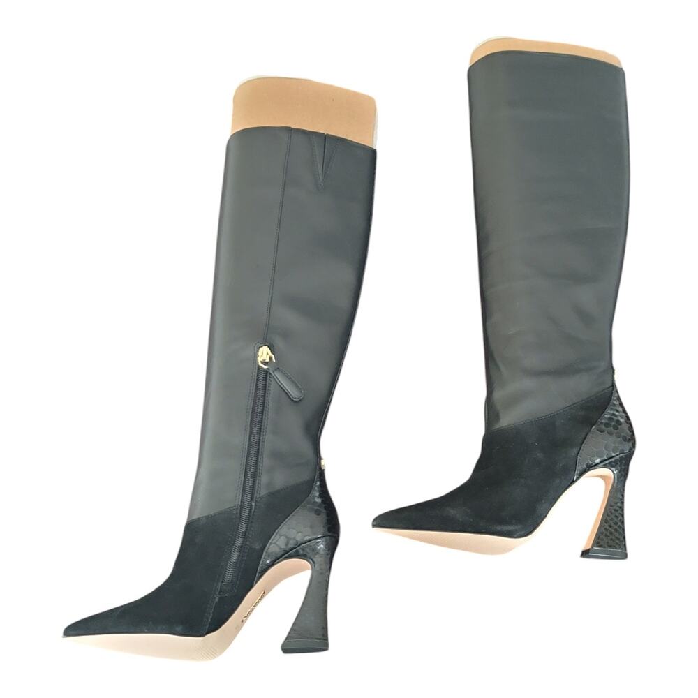 Louise Et Cie Jacobi Mixed Leather Knee High Boots‎ Pointed Toe Women's US 5M
